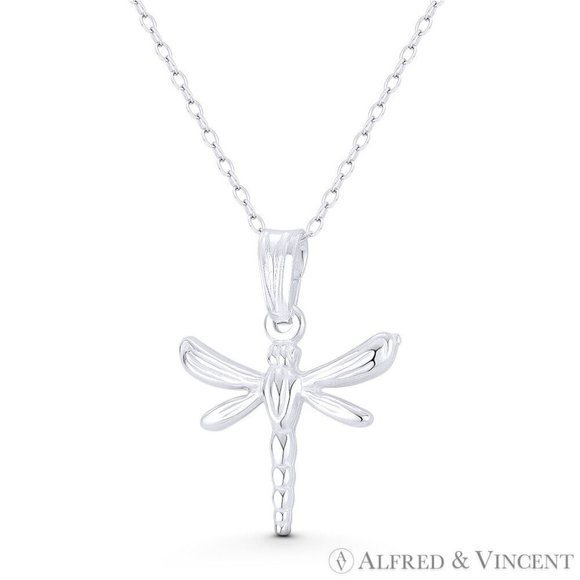 Dragonfly Insect Charm Pendant Animism Jewelry in .925 Sterling Silver - Picture 1 of 1